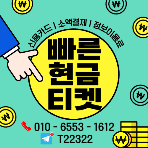 빠른현금티켓 카드 비용 구조 안내 메인 화면 이미지